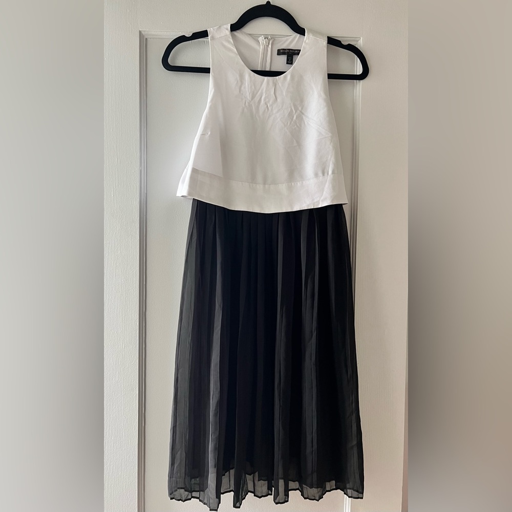Banana Republic black and white pleated dress.